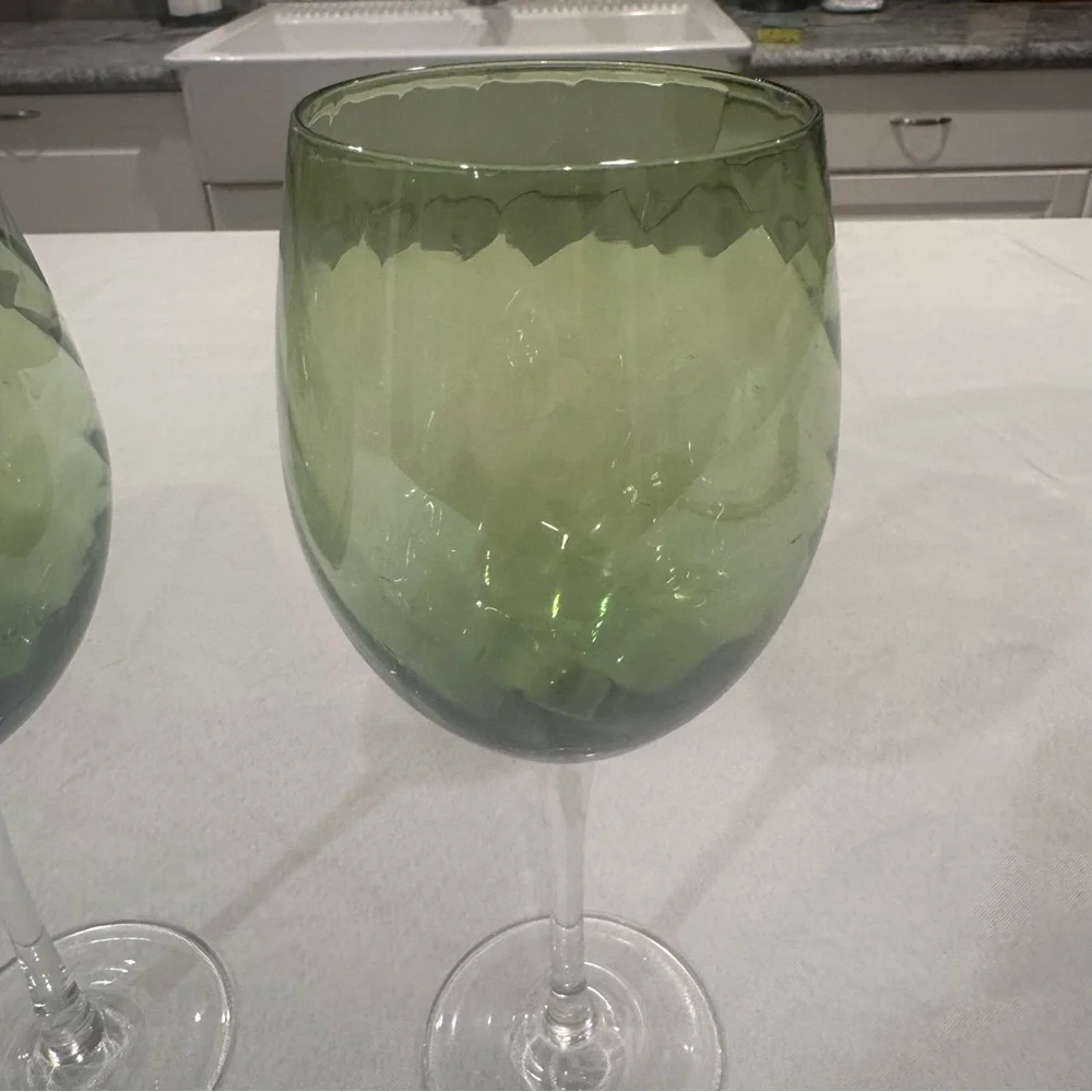 Pier 1 Green Wine Glasses